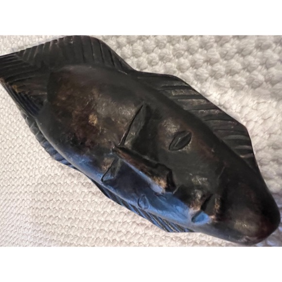 African Face Carved Wooden Mask 8” - Picture 6 of 9